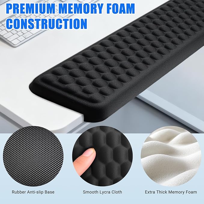 L-Shaped Desk Elbow Pad，Arm Rest for Desk 2-Piece Ergonomic Wrist Rest with Non-Slip Base Memory Foam Elbow Support Padding for Computer Keyboard, Office and Home (Fabric)
