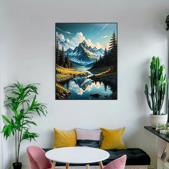 Paint By Numbers Kit For Adults, Mountain Paint By Number Kits For Beginner Landscape Acrylic On Canvas Mountains Diy Oil Painting Kit Adults' Paint-By-Number Kits For Gift Home Wall Decor 16x20 Inch