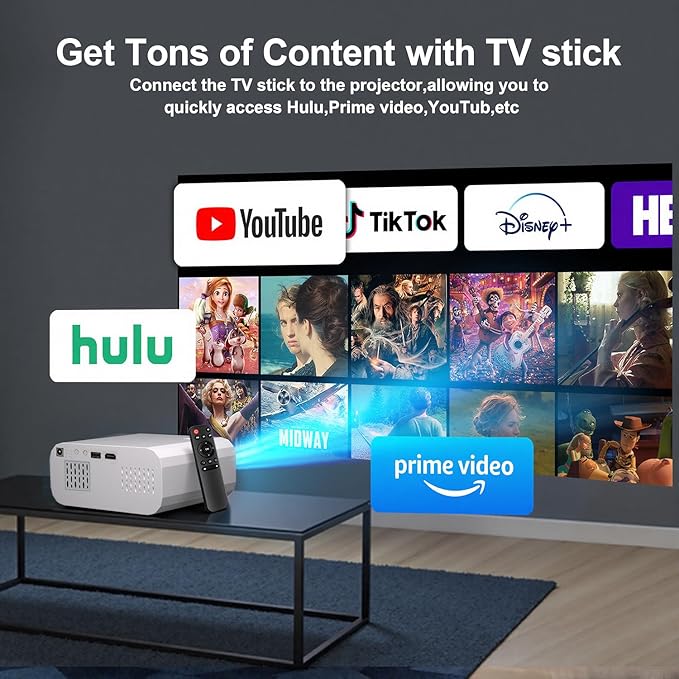 Projector, Mini Projector with WiFi and Bluetooth, Built-in Apps, Auto Focus & Keystone,Native 1080P Support, Portable Outdoor Smart Projector,White