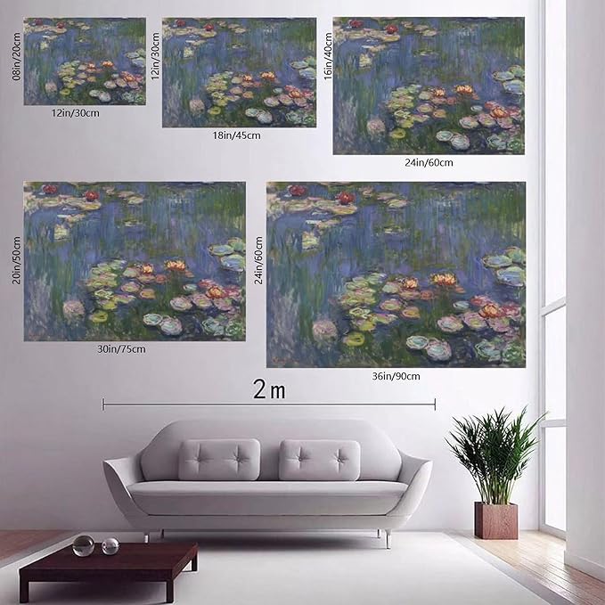 CFIOZYOS 40+ Monet Famous Print Posters Water Lilies2 by Claude Monet Impressionism Canvas Wall Art Print Poster For Home School Office Decor Unframe 16×24inch(40×60cm)