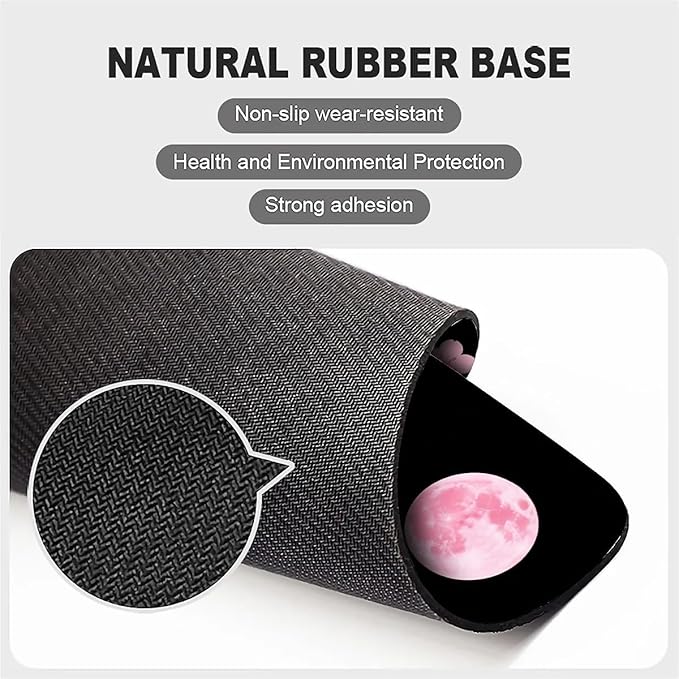Square Mouse Pad Pink Cherry Blossoms Moon, Personalized Premium-Textured Custom Mouse Mat Design, Washable Mousepad Cloth, Non-Slip Rubber Base Computer Mouse Pads for Wireless Mouse
