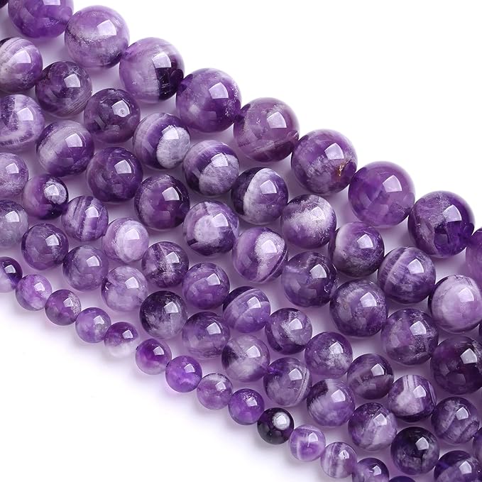 4MM 86PCS Purple Amethyst Dream Lace Beads Natural Quartz Crystal Stone Loose Beads for Jewelry Making DIY Bracelet Grade A+ 15 inches Strand