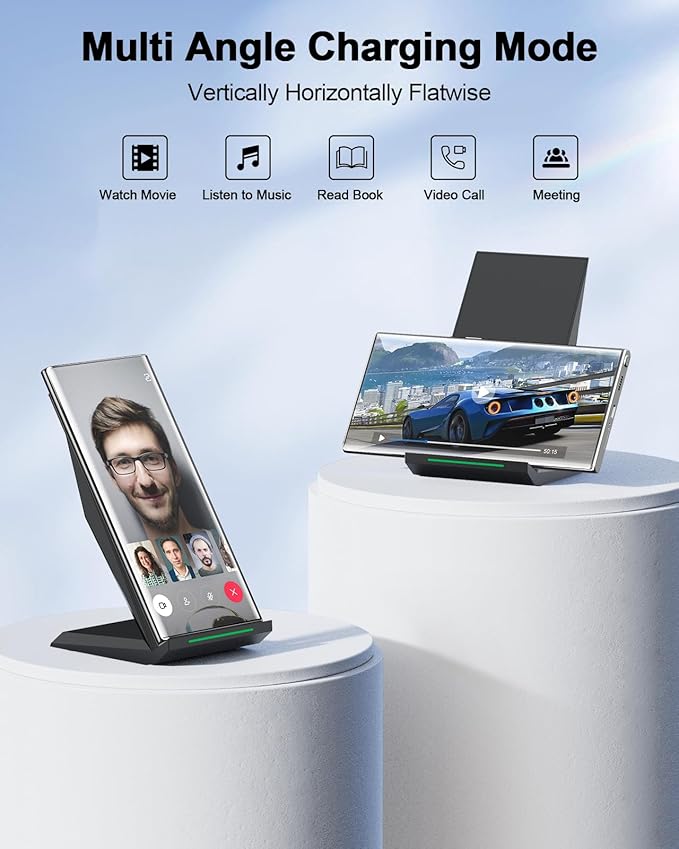 Fast Wireless Charger, [2 Pack] NANAMI Qi Certified Wireless Charging Stand for iPhone 16/16 Plus/16 Pro/16 Pro Max/15/14/13/12/12 Pro Max, Samsung Galaxy S24/S24 Ultra/S23/S22/S21/S20, Pixel 6/5/4XL