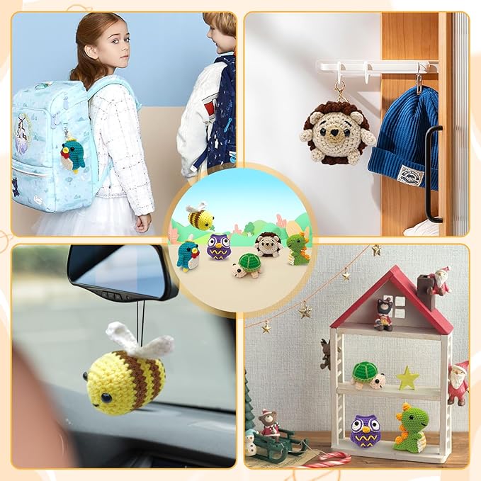 kacistech 6 Pack Christmas Crochet Kit for Beginners Adults & Kids, DIY Starter Kit Includes Yarn, Hook, Gift for Craft Lovers