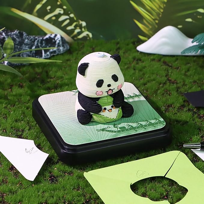 3D Time Piece Calendar 2026 3D Tear Away Art Memo Pad Notepad Desk Calendar with Light,3D Art Calendar Desktop Decoration Gift for Christmas (Cute Panda)