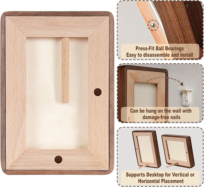 HELPLEX 4x6 Picture Frame Set of 2 - Solid Walnut Wood, Adjustable Mat for 3x5 & 4x6 Photos, Shatter-Resistant Glass - Wall & Tabletop Family Gallery, Modern Minimalist Home Decor
