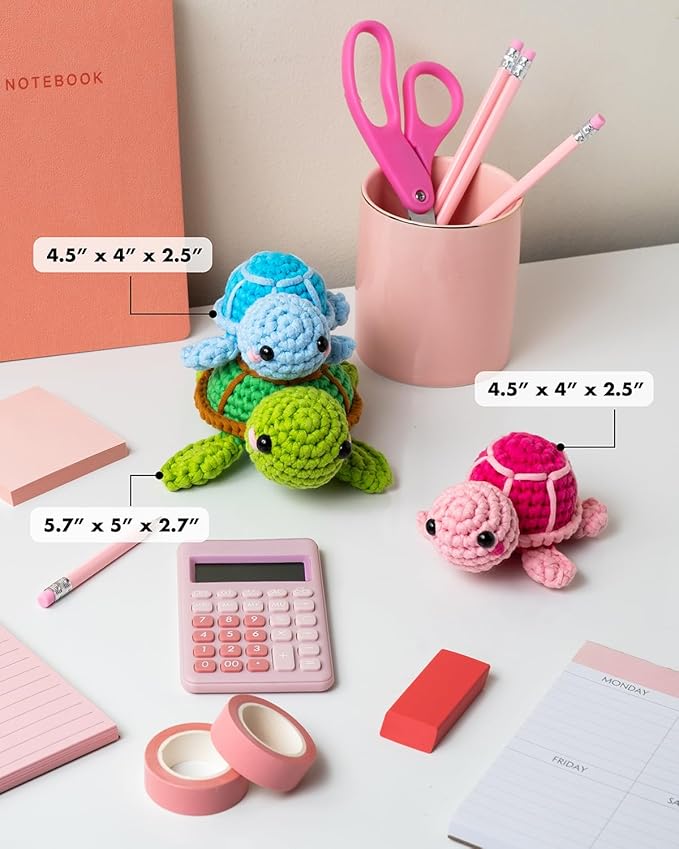 Granny Squirrel Turtle Crochet Kit for Beginners - DIY Amigurumi Animal Craft Kit with Full HD Video Tutorials & Easy No-Split Yarn - Complete Starter Set for Adults & Kids