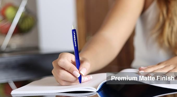 AKVINQ® Walker Gel Pens 12-Pack | 0.7mm Medium Point | Retractable Gel Ink Pen | Premium Matte Finish | Blue Ink | Smudge-Resistant | Comfortable Rubber Grip | Office & School Writing (Blue)