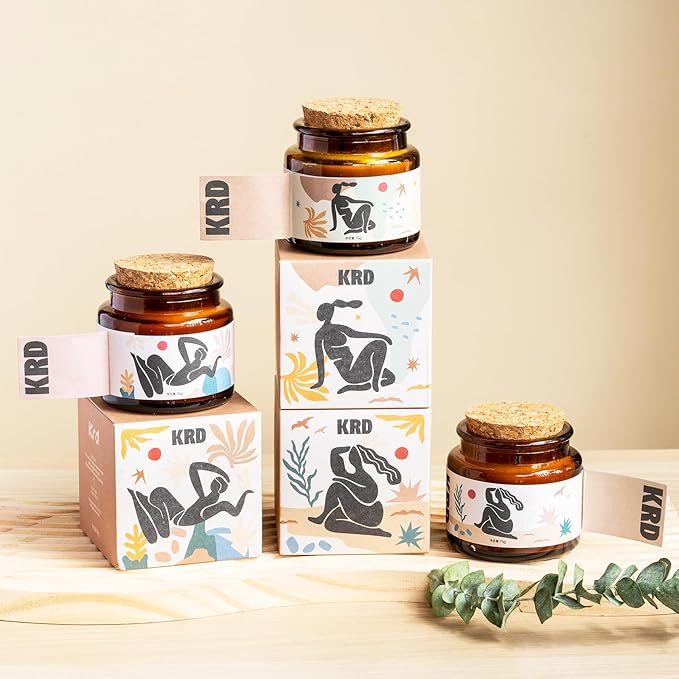 KRD 3X Strong Scented Candles Set, 6 * 2.5oz Coconut Soy Wax, 20H Clean Burn, Birthday & Christmas Candle Gift, 6 Scents