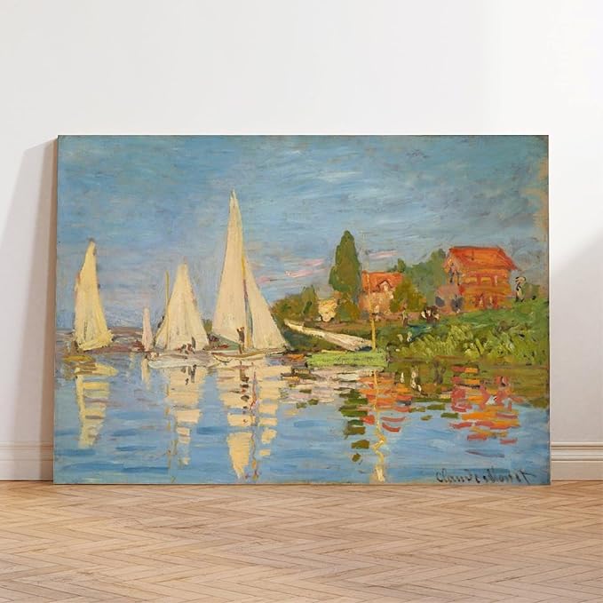 CFIOZYOS 40+ Monet Famous Print Posters Regatta at Argenteuil by Claude Monet Impressionism Canvas Art Poster And Wall Art Picture Print Modern Family Bedroom Decor Posters Frame 24×36inch(60×90cm)