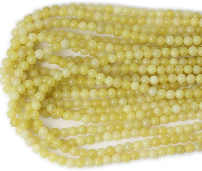 60PCS 6mm Natural Yellow Lemon Jade Gemstone Round Loose Beads for Jewelry Making DIY Findings 1 Strand 15"