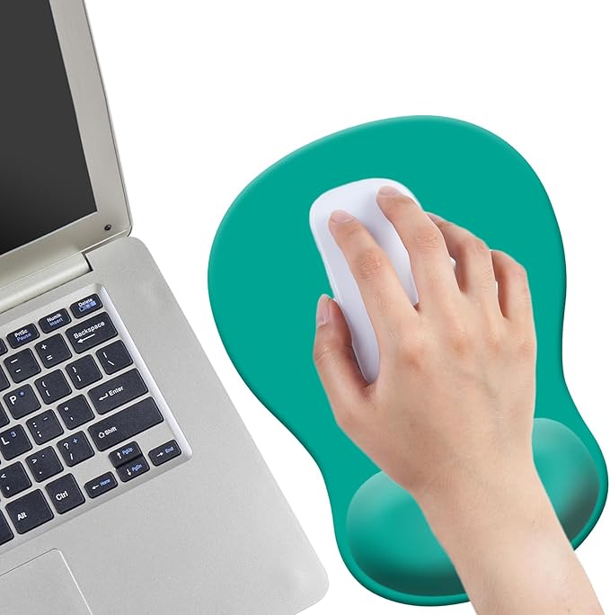 Gel Mouse Pad with Wrist Rest, Ergonomic Concave Wrist Support Mousepad with Non-Slip PU Base & Smooth Surface Comfortable Desk Accessories Mat for Office, Home Gaming and Study (02 Blue Green)