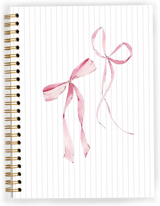 Coquette Pink Bow Notebook, Pink Girly Spiral Notebook 5.5x8.3, Preppy Aesthetic Journal for Women, Coquette Girly Office Supplies, Preppy Gifts for Women, Spiral Journal