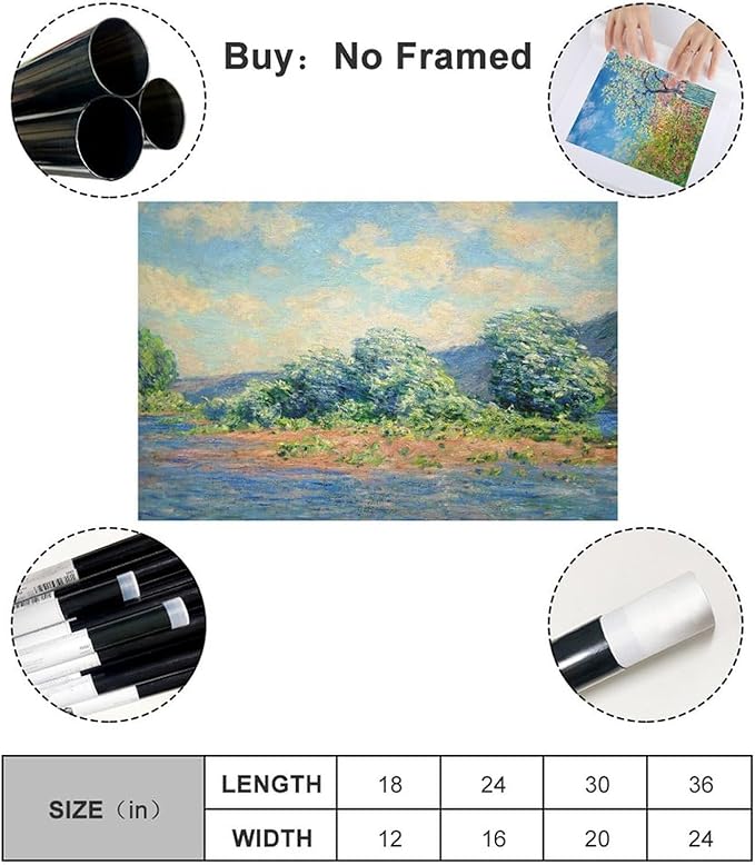 CFIOZYOS 40+ Monet Famous Print Posters The Seine at Port-Villez by Claude Monet Impressionism Canvas Poster Bedroom Decor Print Sports Landscape Office Room Decor Gift Unframe 24×36inch(60×90cm)