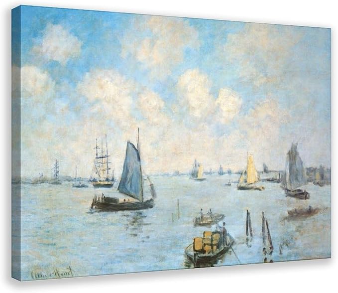 CFIOZYOS 40+ Monet Famous Print Posters The Sea at Amsterdam by Claude Monet Impressionism Poster for Teen Boys Room Wall Art Canvas Painting Print Frame 20×30inch(50×75cm)