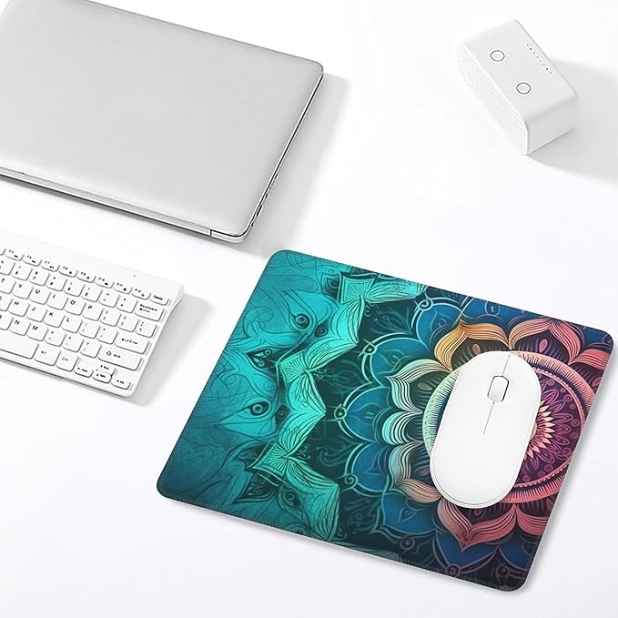 Mouse Pad, Vintage Art Mandala Flower Mouse Pads for Desk,Soft Computer Mouse Mat Square Waterproof Non-Slip Rubber Base Gaming MousePads for Women Men,Laptop,Office