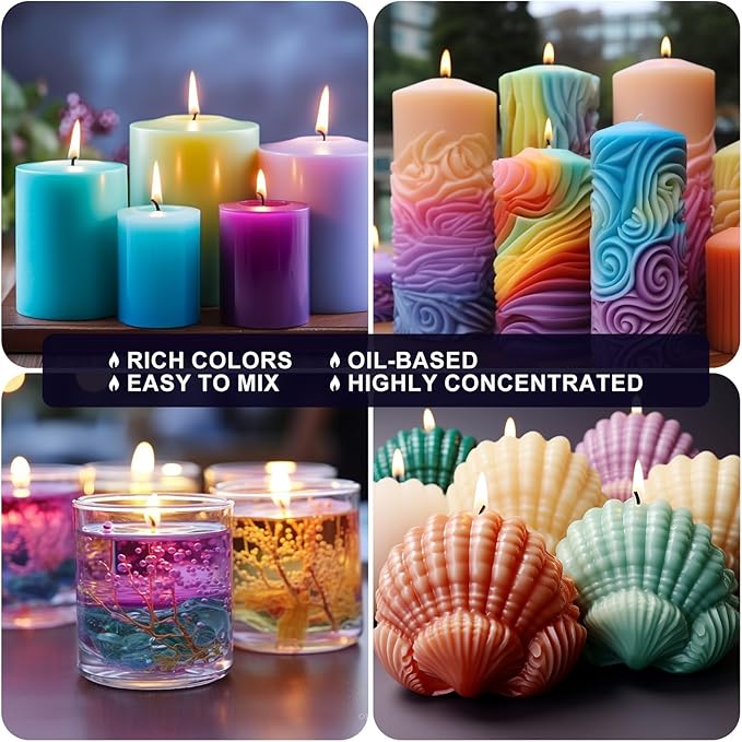 Candle Dye - 32 Colors Candle Wax Dyes, Highly Concentrated Candle Color Dye, Oil-Based Liquid Candle Dye for Soy Wax, Candle Making - 5ml Each
