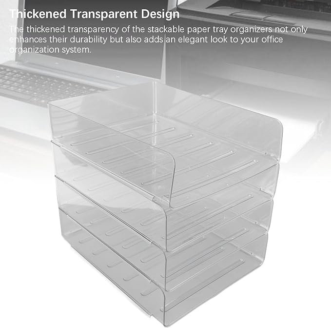Desk Letter Tray Set Stackable Document Organizer Thickened Transparent Multifunctional A4 Paper Tray Organizer for Home Office Acrylic 4 Layers