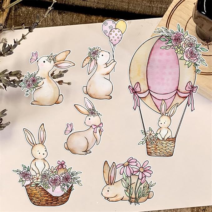 Hot Air Balloon Flower Rabbit Stamps and Cutting Dies for Card Making DIY Transparent Silicone Clear Stamp and Metal Die Cuts Sets for Scrapbooking Paper Greeting Cards Decor Seals Craft Supplies