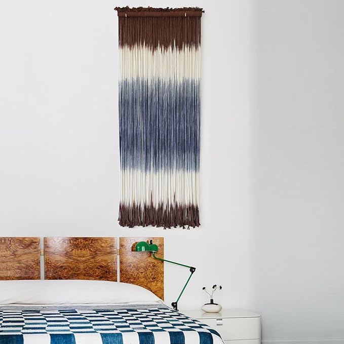 Macrame Wall Hanging Dip-Dye Wall Decor 15''W*43''L Boho Handmade Fiber Wall Art Decor for Nursery Bedroom Living Room