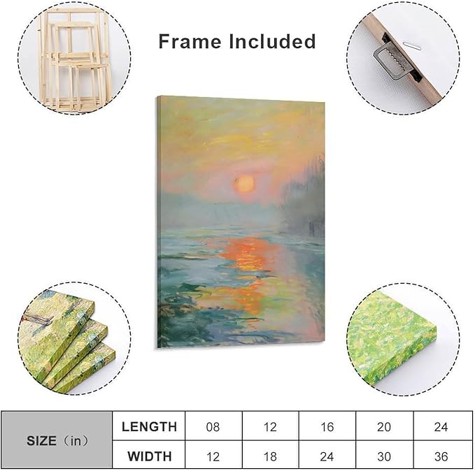 Vintage Canvas Wall Art Monet Impressionist Oil Painting Print Sunrise Living Room Decor_upscayl_4x_realesrgan-x4plus Posters Art Print Wall Photo Paint Poster Hanging Picture Family Bedroom Decor Gif