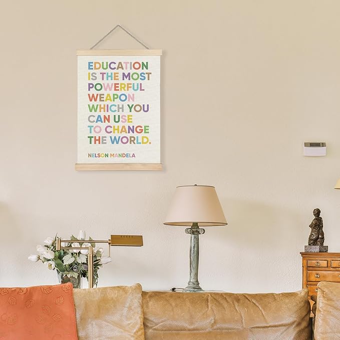 LUVADIAN Inspirational Wall Decor for Classroom, Classroom Wall Decor, Education Quote Wall Art for Classroom School Decor, Education is the Most Powerful Weapon Poster Hanger Frame, 12x16 Inches