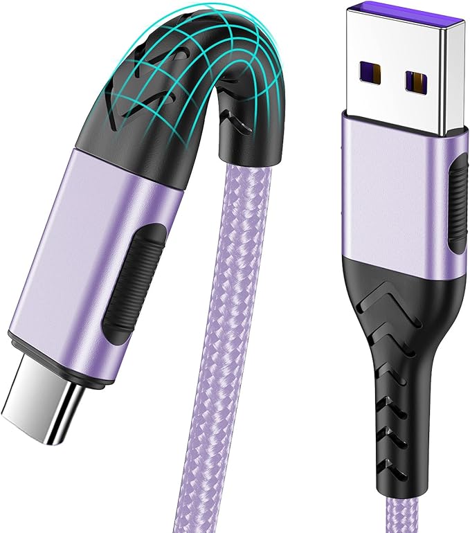 Durcord USB C Charger Cable, 2Pack 6ft USB Charger Fast Charging Type C Cord Cable, Type C Charger Cable Compatible with iPhone 15 Pro/Plus/Max/Android/Phone/Pad-Light Purple