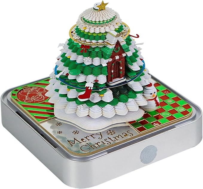 Time Piece Calendar 2025, 3D Memo Pads Paper Desk Calendar with LED Light, Tear Away Digital Calendar, Creative Carving Gift Desktop Decoration, Christmas Gift