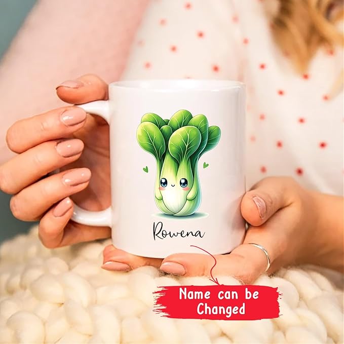 Custom Bok Choy Coffee Mug Present For Vegetable Lover, Personalized Bok Choy Ceramic Cup Gift With Bok Choy Lover Name, Cute Bok Choy Vegetable Travel Mugs 11oz 15oz, Bok Choy Porcelain Cup Gifts