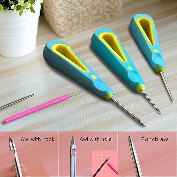 DiaWiew Candle Making Kit for Adults Beginners with Storage Bag, Candle Mold Punching and Wick Threading Tool, Including a Punching Needle with Hook and Large Eye, and Bracket for Fixing Candle Wicks