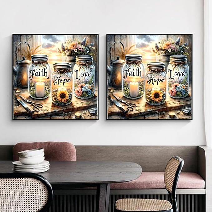 GXGLLPZBY Paint by Number Canvas Kit for Adults- DIY Beginner Easy Paint by Number Kits Faith, Hope, Love Wishing Bottle, Oil Paint by Color Acrylic Painting Home Wall Decor 16x16inch