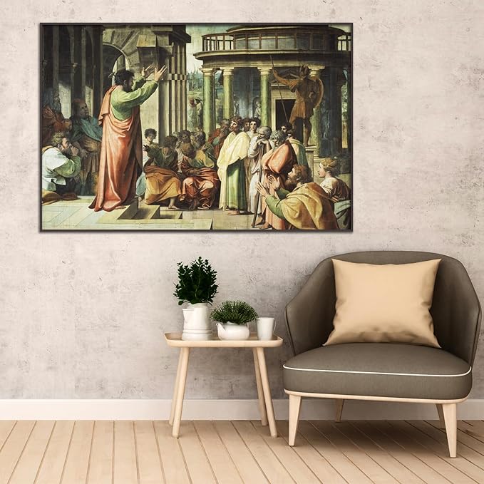 Raphael Canvas Wall Art St Paul Preaching At Athens Poster Famous Oil Painting Print Historical Cultural Illustration Modern Home Decor Suitable for Classroom Home Wall Decor Unframed(12x18in/30x45cm)
