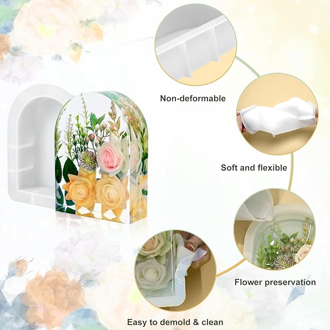 2PCS Resin Molds Silicone,Epoxy Resin Casting Craft Mold for Flower Preservation Bookends DIY Art (2)
