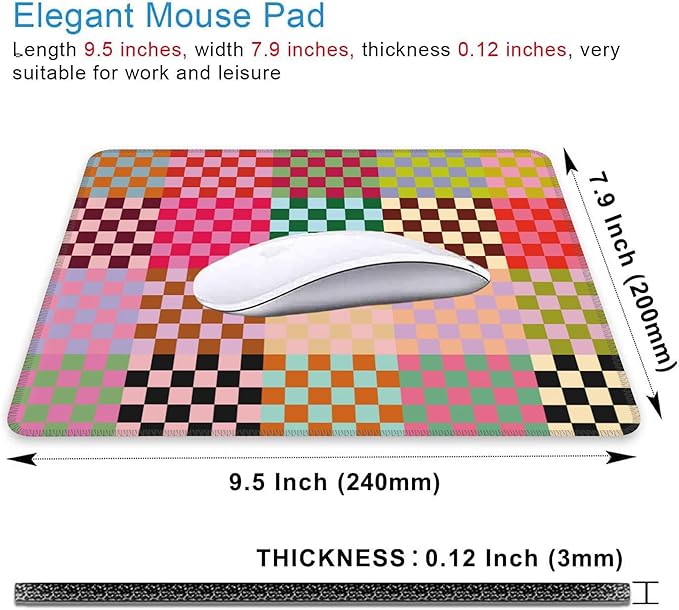 Mouse Pad, Retro Colored Checkered Mouse Pads for Desk,Waterproof Anti-Slip Rubber Gaming Mouse pad with Stitched Edges for Gaming Office Laptop Computer Men Women