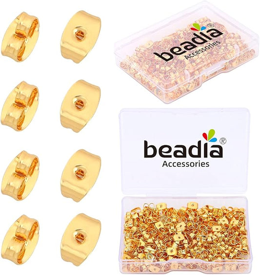 18K Gold Plated Butterfly Earring Backstops 4x6mm 200pcs for Replacement DIY Jewelry Making Findings