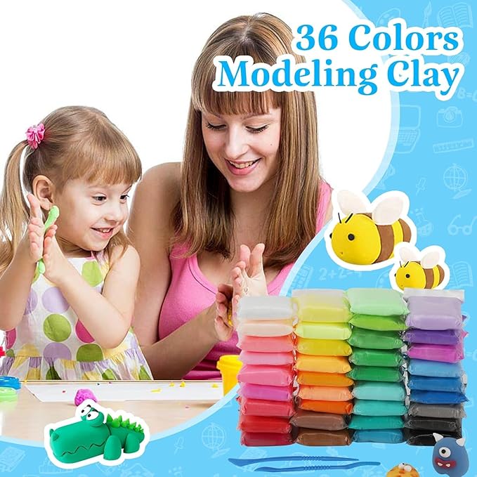 Air Dry Clay, 36 Packs Blue Foam Clay, 19 oz Soft Modeling Clay Super Light Weight Air Dry Clay Perfect for Arts Crafts