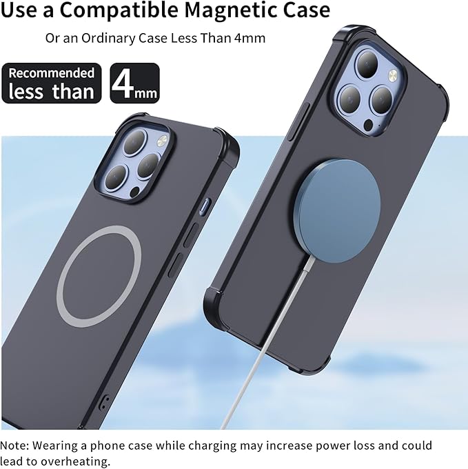 for MagSafe Charger 15W Magnetic Wireless Charging Pad for iPhone 17 16 15 14 13 12 Air Pro Max Plus mini/AirPods 2 3 Pro, Slim Portable Strong Magnet Quick Charger, USB-C/A Ports, Blue