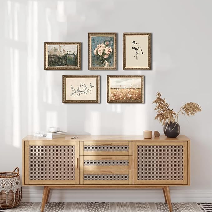 uniro Vintage Wall Art Prints Farmhouse Decor Bird Sketch Canvas Oil Painting Neutral Bird Line Drawing Beige Decor Minimalist Spring Artwork Pictures for Bedroom Gallery Living Room De cor (8" x 10"-UNFRAMED)