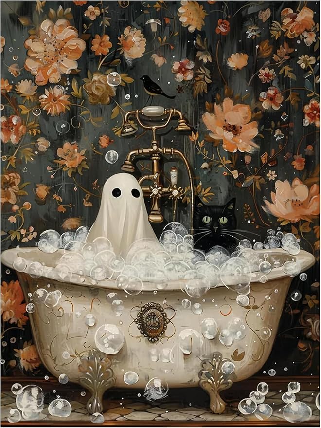 Eterkosu Halloween Ghost Diamond Art Painting Kits for Adults - 5D DIY Specter Diamond Art Paint with Diamonds Full Drill Diamond Dots Painting for Adults Beginners Gem Art Pictures Home Decor