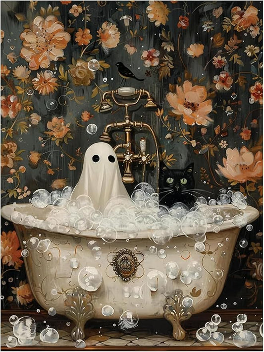 Eterkosu Halloween Ghost Diamond Art Painting Kits for Adults - 5D DIY Specter Diamond Art Paint with Diamonds Full Drill Diamond Dots Painting for Adults Beginners Gem Art Pictures Home Decor