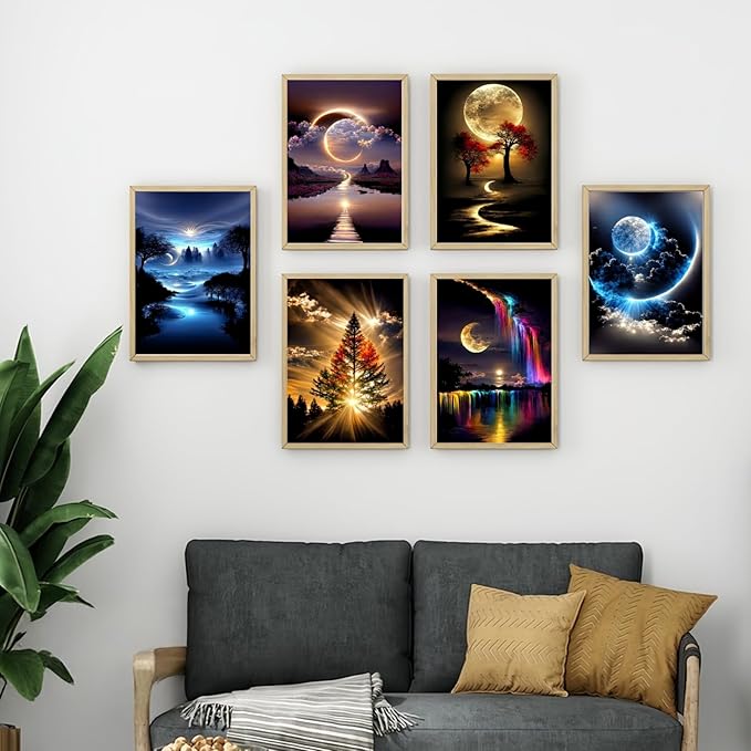 6 Pack Diamond Art Kits for Adults,Landscape 5D Diamond Painting for Adult Beginners,DIY Full Drill Round Gem Painting Dot Art Sets,Home Wall Decor 9.8x13.8 Inch