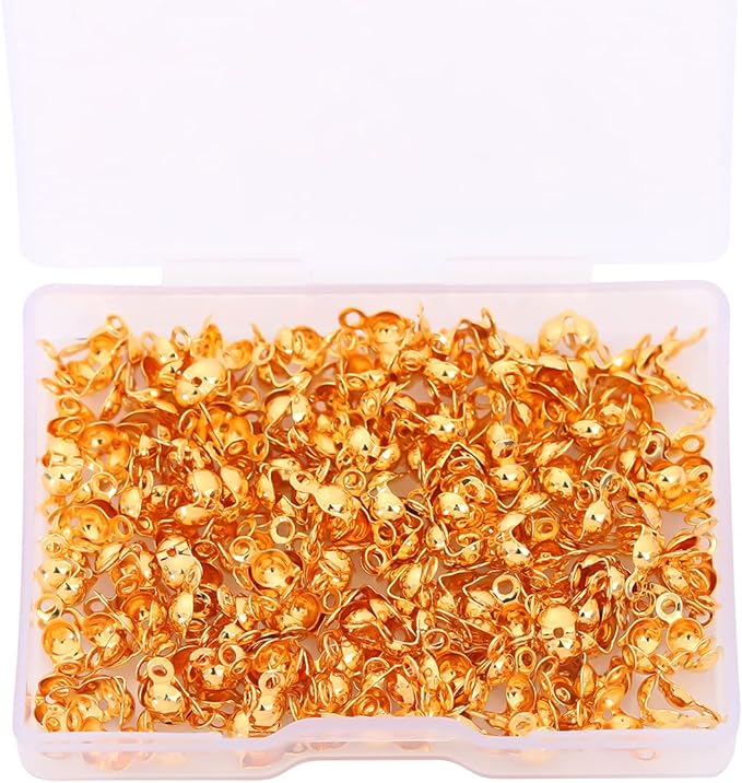 18K Gold Plated End Caps Non Tarnish 4x8mm 200pcs for Jewelry Making Findings
