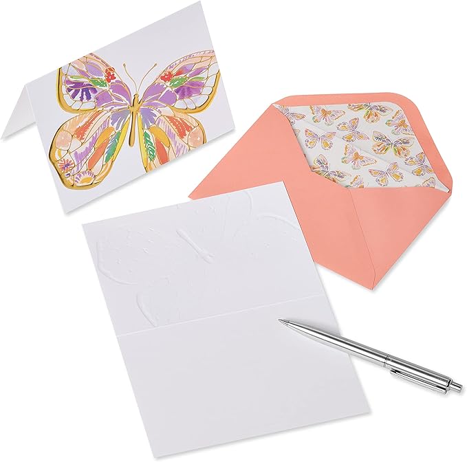 Papyrus Blank Cards with Envelopes, Bold Butterfly (12-Count)