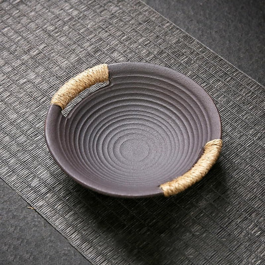 Ceramic Aromatherapy Burner — Candle Warmer for Herb, Natural Oil Fragrance Diffuser & Teapot Warmer, for Home Fragrance, Meditation, and Relaxation (D3-Hemp Rope Inner-Eared Baking Dish) by Unknown