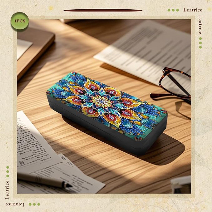 Leatrice Mandala Diamond Art Kits for Adults Small Diamond Painting Kit Gem Art Paint by Diamonds Dot Eyeglass Case Hard Shell 5d Diamond Art DIY for Beginner Women