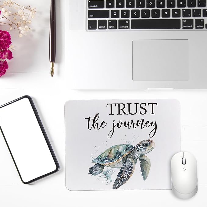 Rusenbao Turtle Mouse Pad for Desk, Turtle Gifts for Women Turtle Lovers, Turtle Desk Accessories, Non-Slip Rubber Base Mouse Pads for Wireless Mouse, Computers, Laptop, Office, 9.5x7.9 Inch