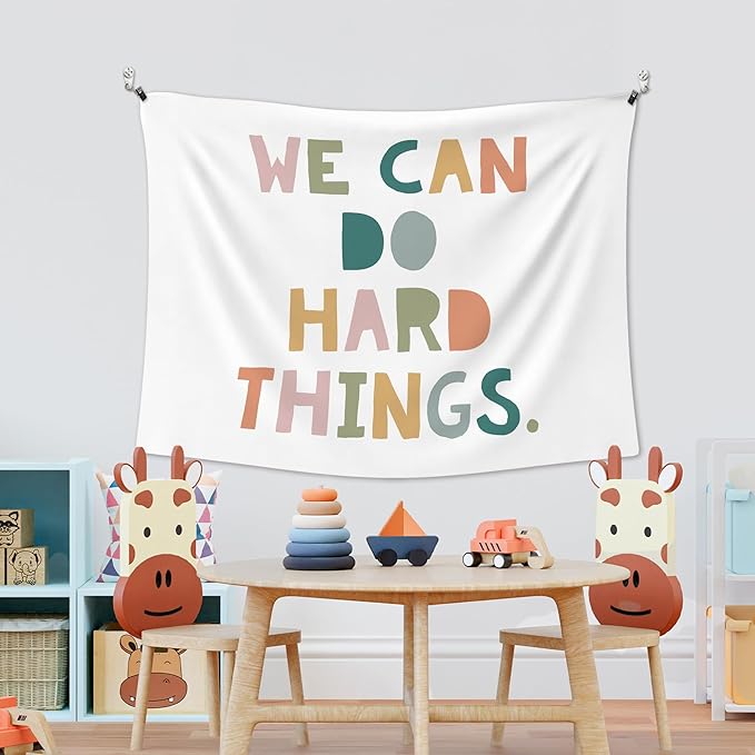 XLDLIOO Boho Classroom Wall Tapestry, Inspirational Kids Wall Tapestry Hanging for Classroom, We Can Do Hard Things Motivational Tapestries Decor Art for Kids Boys Girls Room Bedroom Playroom 40x30in