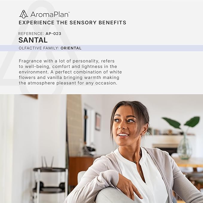 AromaPlan Hotel Scents Santal 16 Fl Oz (473ml), Home Luxury Aroma & Hotel Diffuser Oil- Hotel Diffuser Oil for Aromatherapy- USA Made, Bigger Bottle, Bolder Aroma & Longer Lasting