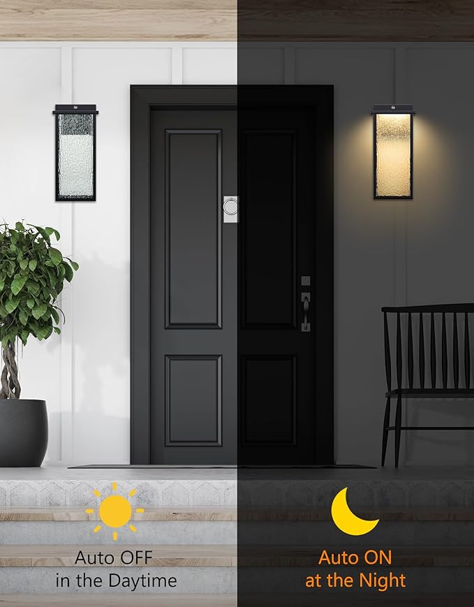 PARTPHONER Outdoor Light Fixture Wall Light, Dusk to Dawn Outdoor Lighting Anti-Rust Wall Lantern Outside Wall Sconce, Integrated LED Porch Light for Garage Patio Doorway