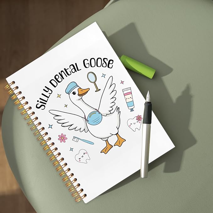WUCHJ Dentist Gifts Notebook, Dental Hygienist Assistant Gifts Journal, Silly Dental Goose Spiral Notebook Journal for Note Taking, Dentist Office Supplies, 5.5x8.3 Inch